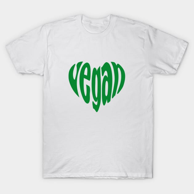 Vegan, green heart T-Shirt by beakraus